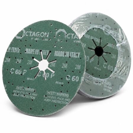 Fibrodisc Octagon din carbura de siliciu de 178 mm pe suport din fibra vulcanizata pentru slefuire si finisare granit marmura si beton