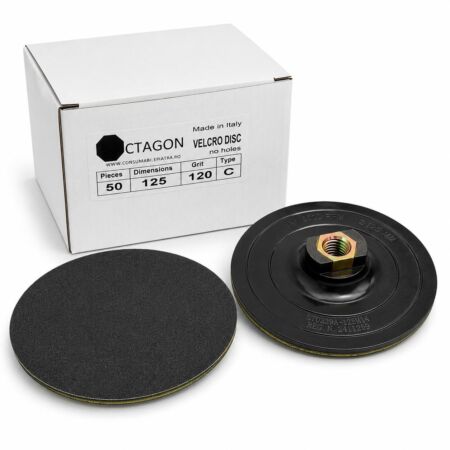 Discuri velcrate Octagon din carbura de siliciu de 125 mm cu prindere Velcro scai pentru slefuire finisare si restaurare marmura calcar travertin si granit🎯