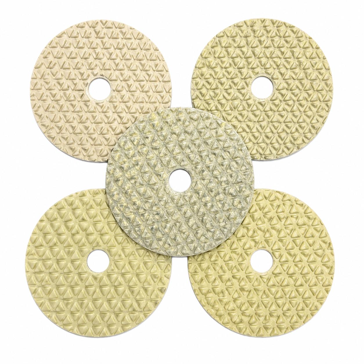 Set de 5 paduri diamantate Octagon de 100 mm pentru slefuire si lustruire umeda cu apa in 5 pasi pentru granit si gresie portelanata