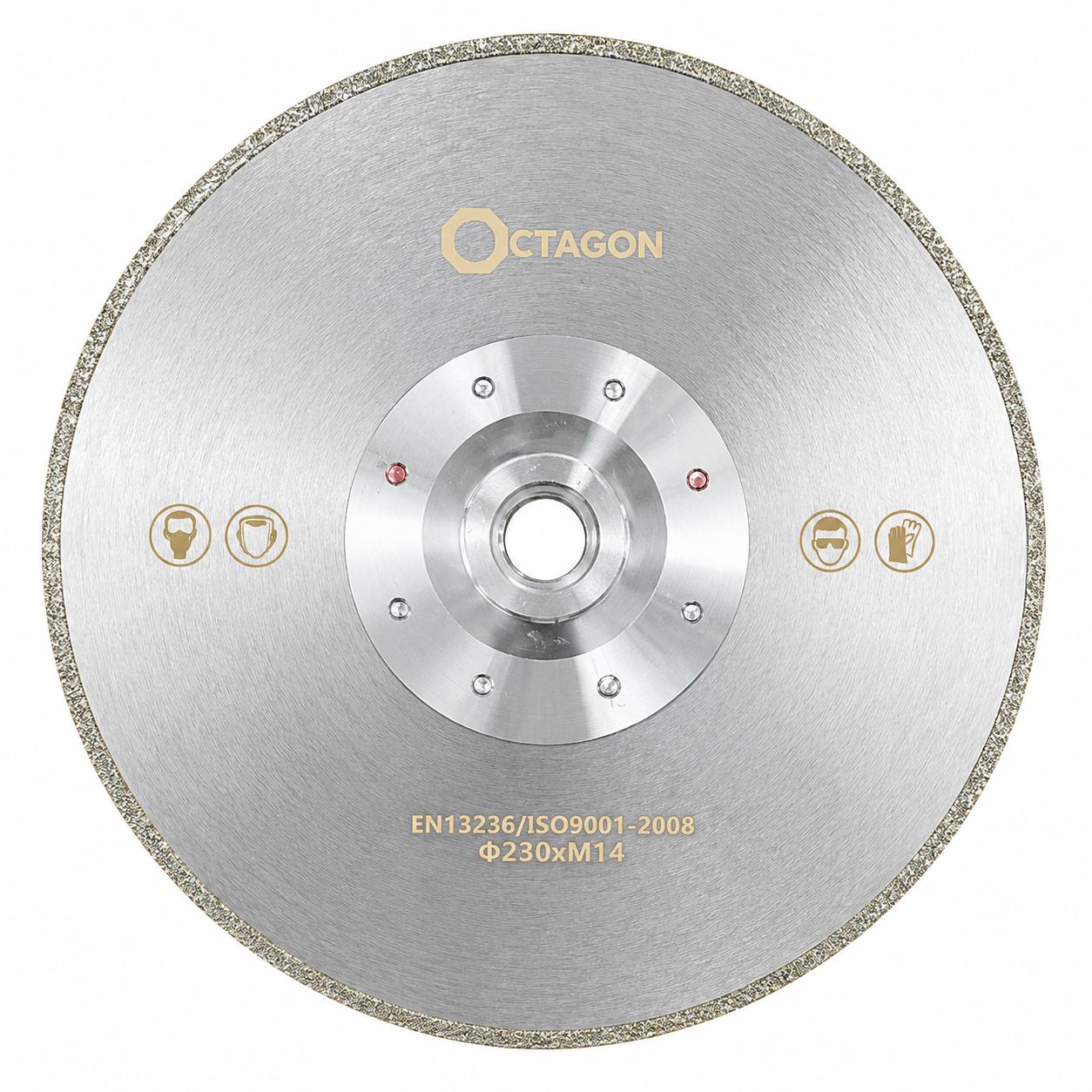 Disc Diamantat Electro-Depozitat Octagon 230 x M14 - Pentru Marmură, Travertin și Calcar - imagine 2